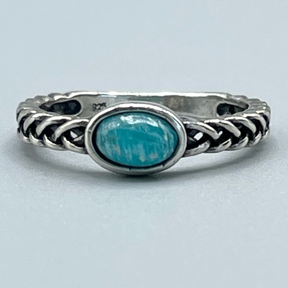 Sterling Silver Blue Gemstone Ring Boho Style - Picture 10 of 14